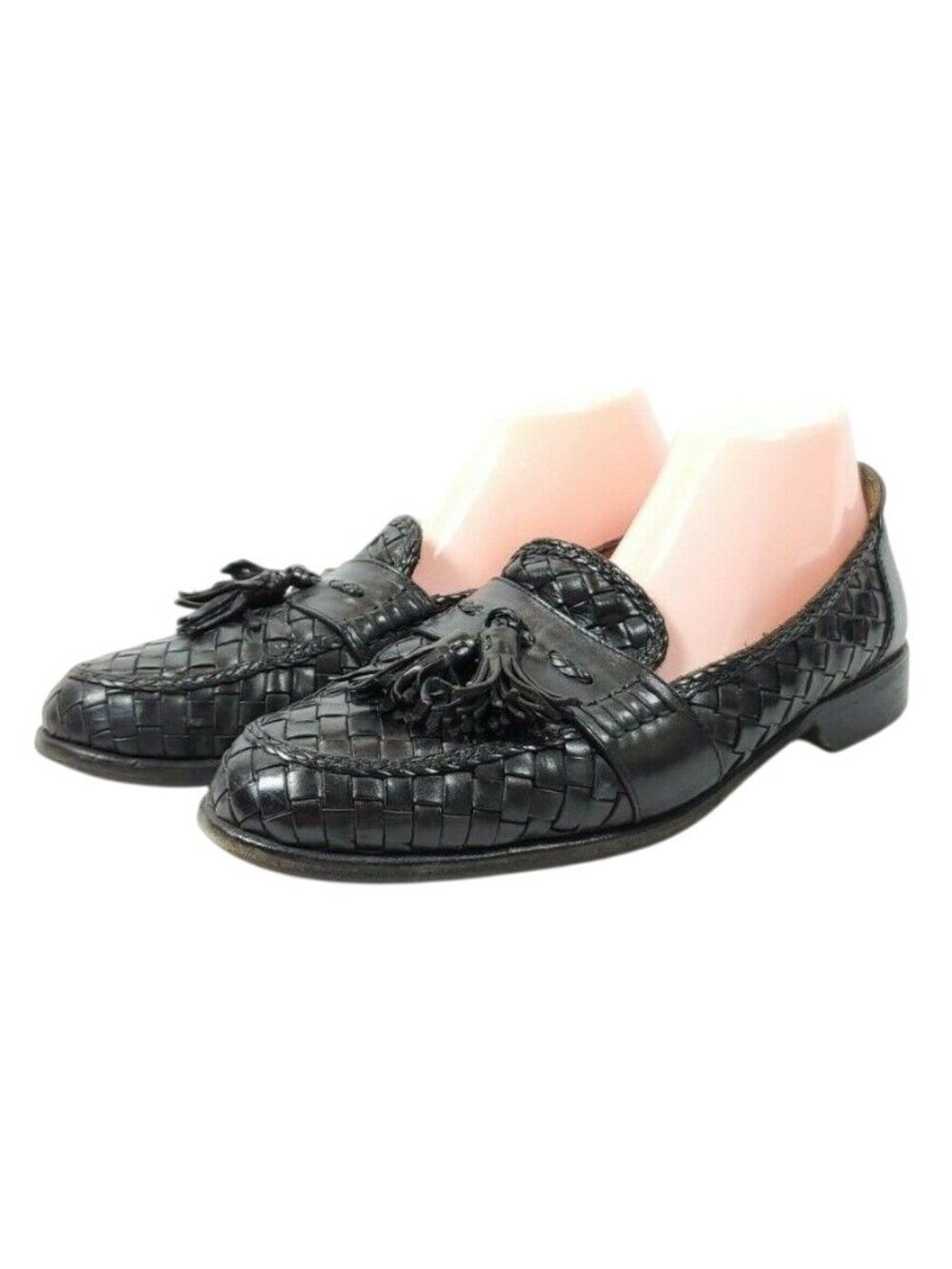 Zelli "Riviera" Basket Weave Loafers Men's Size 9 Black Leather